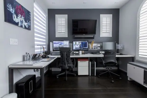 geeky grey office room design