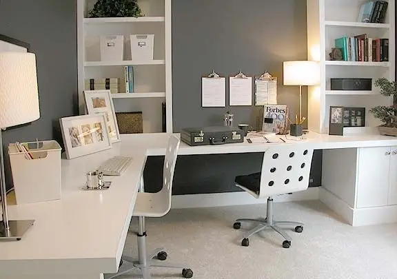 spacious L-shaped office desk