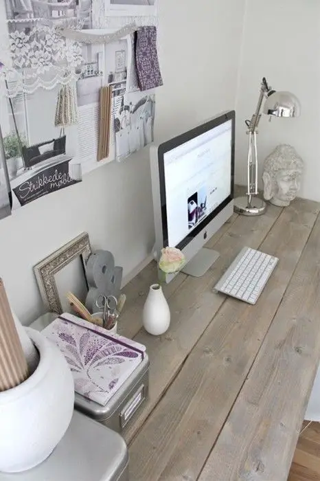 bare wood small office desk