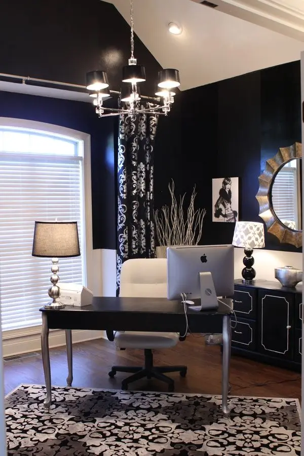 glamourous Goth inspired office room