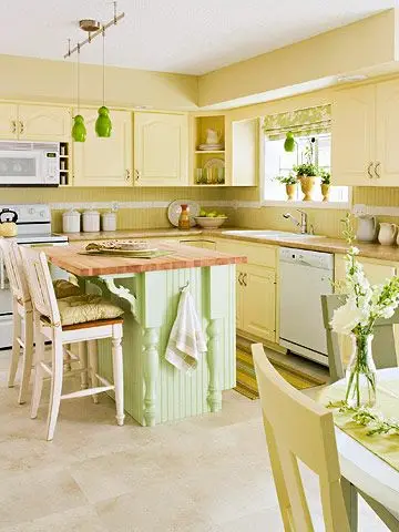 charming yellow and lime cottage kitchen