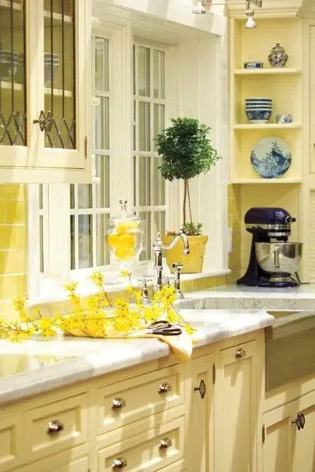 sunny yellow kitchen cabinets