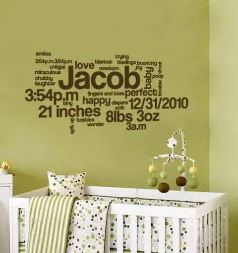 baby's birth details on the wall
