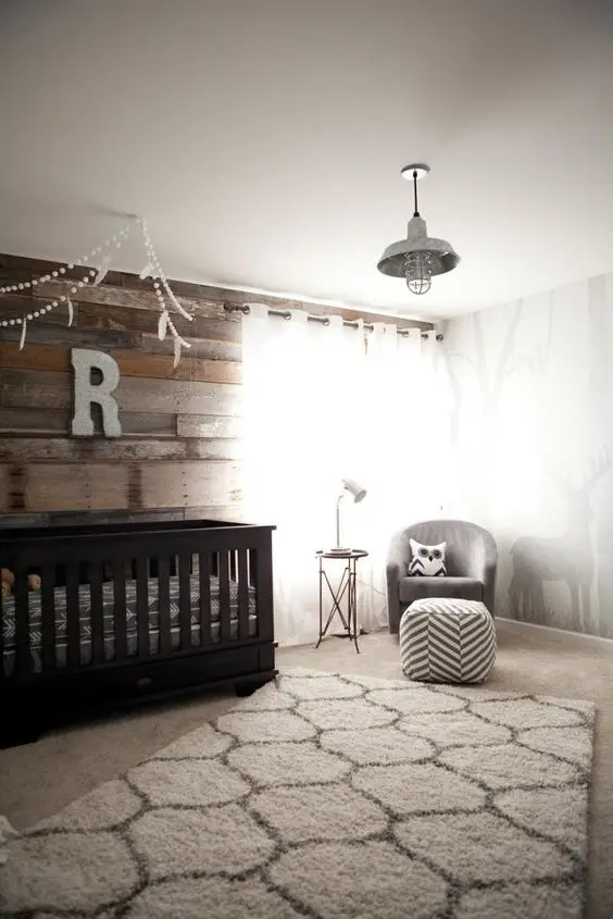 rustic themed nursery room