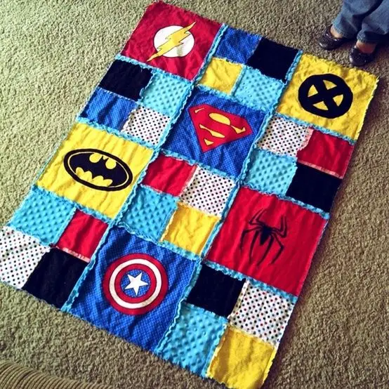 colourful superhero quilt for babies
