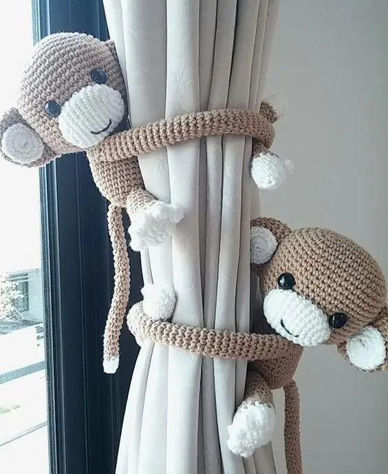 monkey curtain tie back