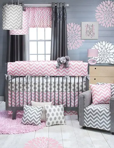 pink and grey nursery room