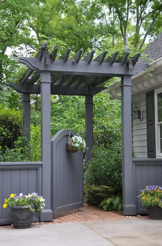 grey garden gate pergola