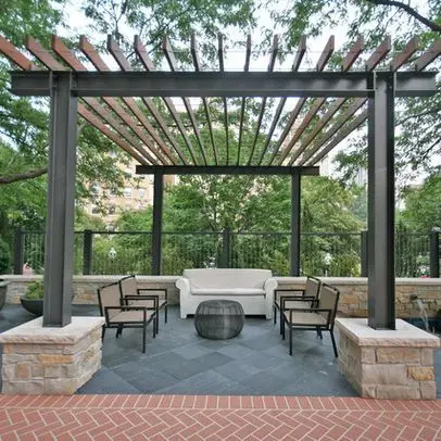 modern industrial steel pergola