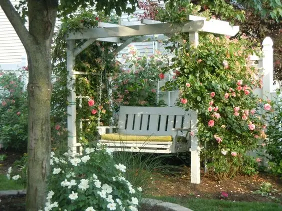 charming pergola and swing combo