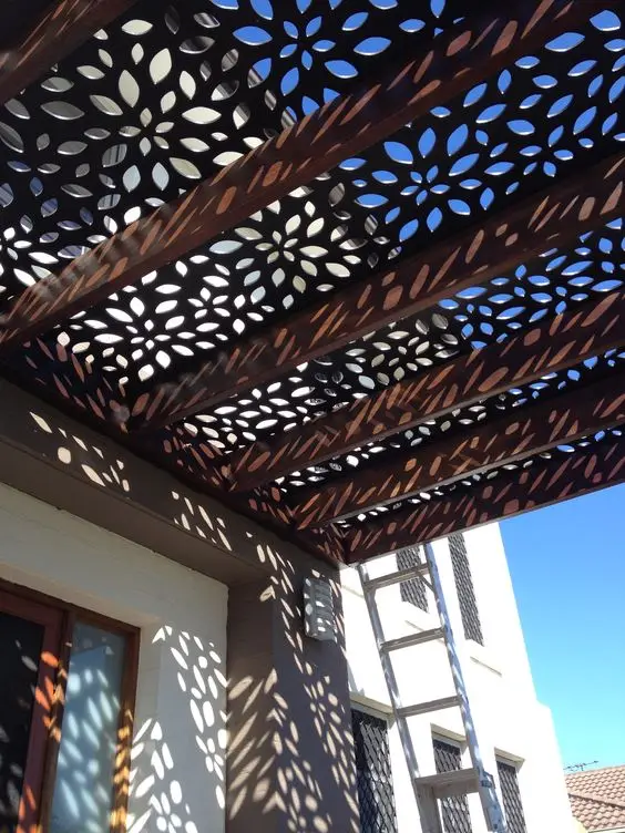 etched metal pergola shade