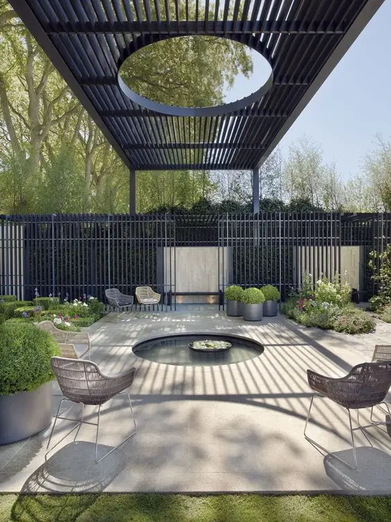 modern steel pergola