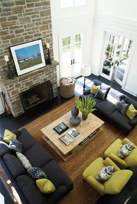 modern spring forest inspired living room