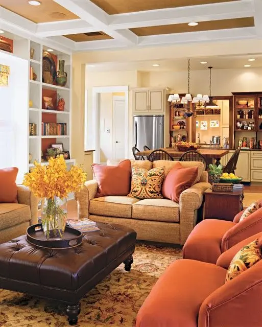 classic coffered living room