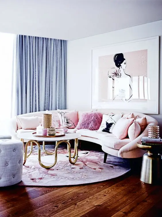 modish purple living room