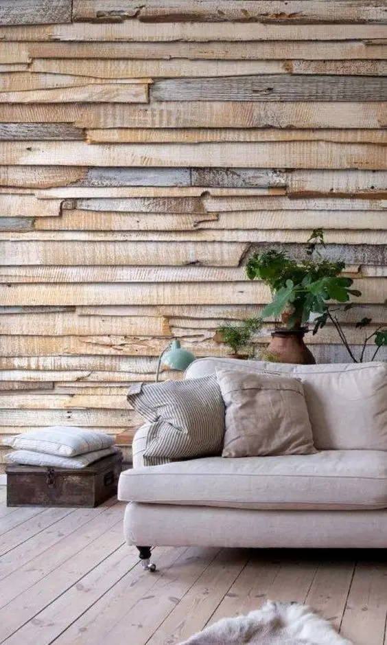 reclaimed wood accent wall