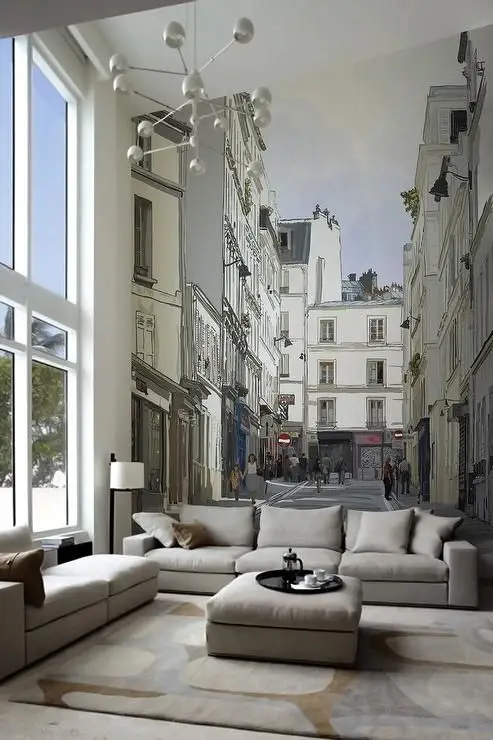 contemporary street scene living room