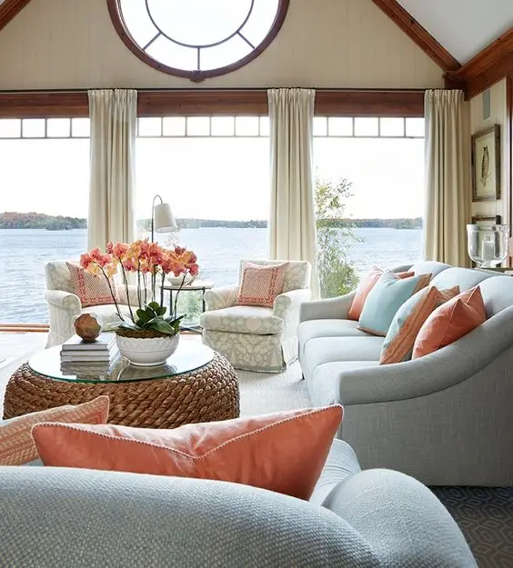 well-lighted Cape Cod living room