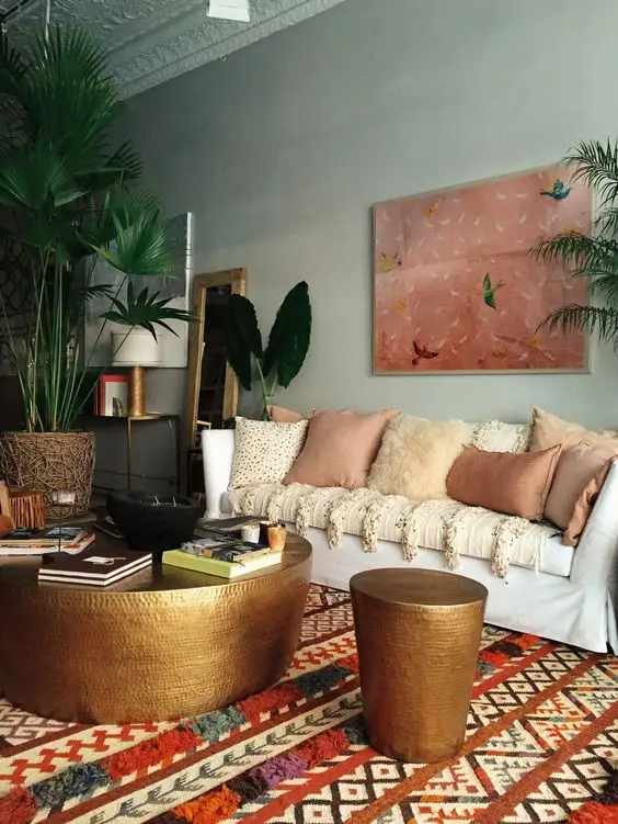 toned down Bo-Ho style living room