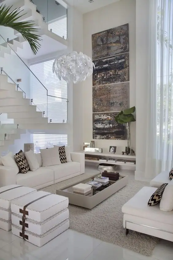 sophisticated 2-story living room