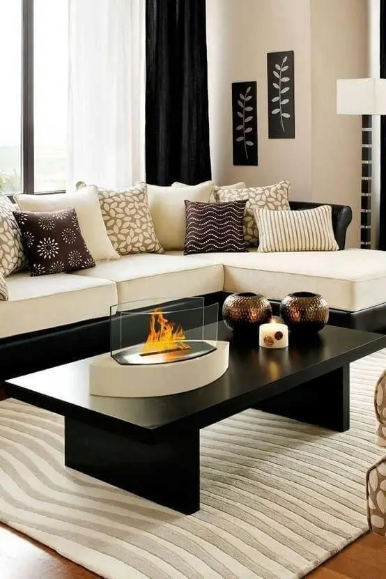 elegant plain and prints living room