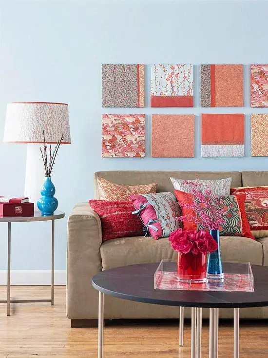 peach and tan living room