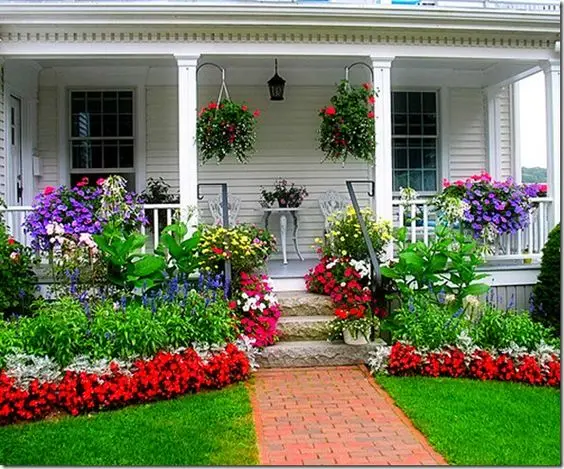 vibrant front flower garden