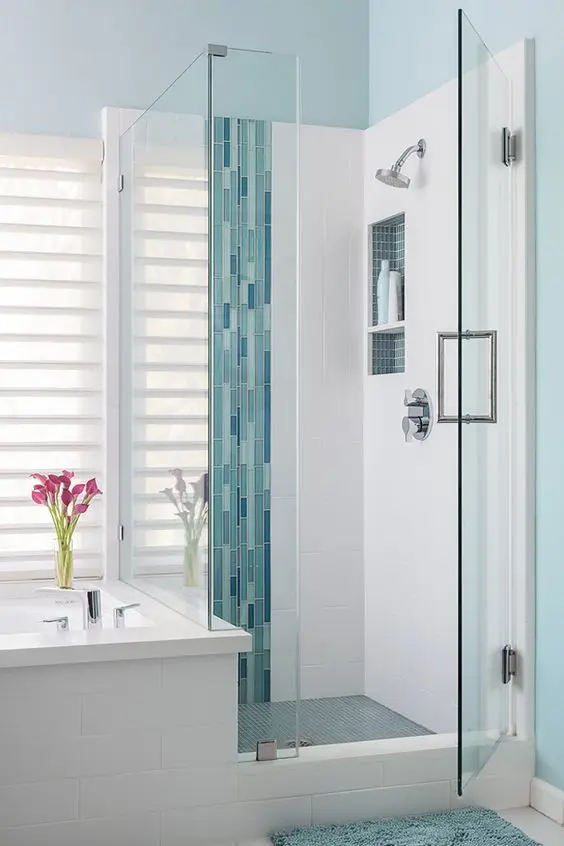 modern white and blue bathroom