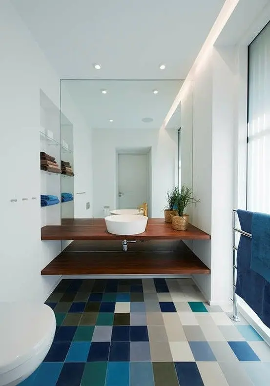 multi coloured bathroom floor