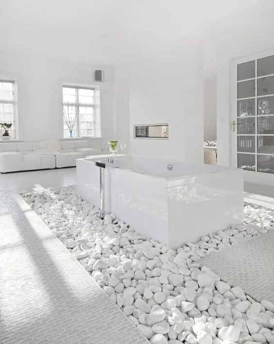 white spa inspired bathroom