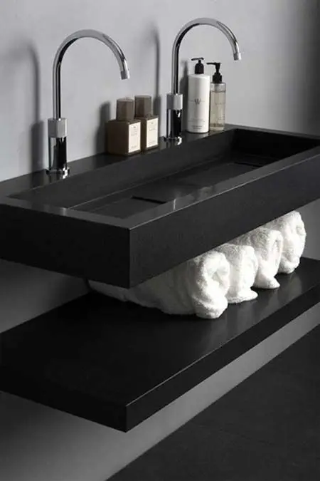 black modern bathroom sink