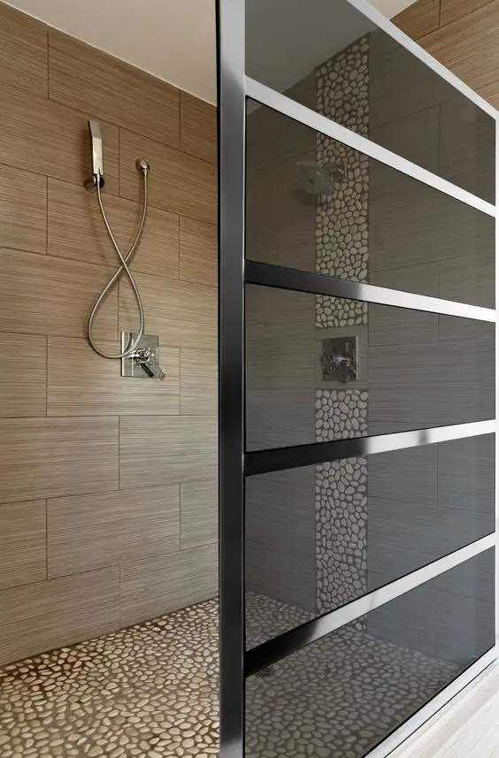 chrome and glass shower partition