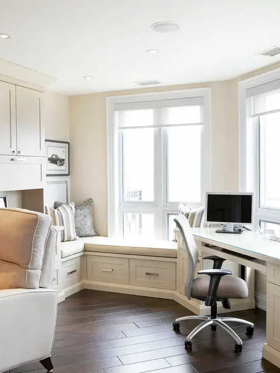 family home office with wondow seat