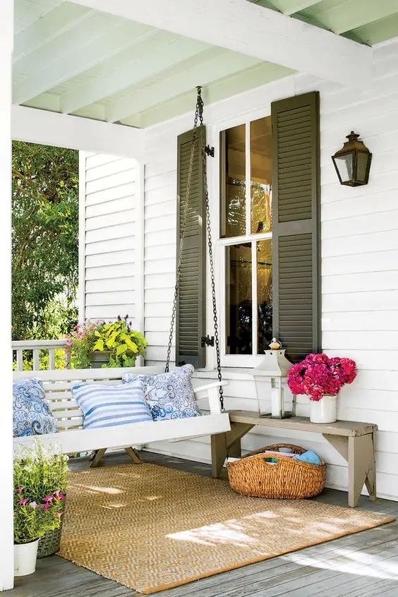 rustic porch with swing