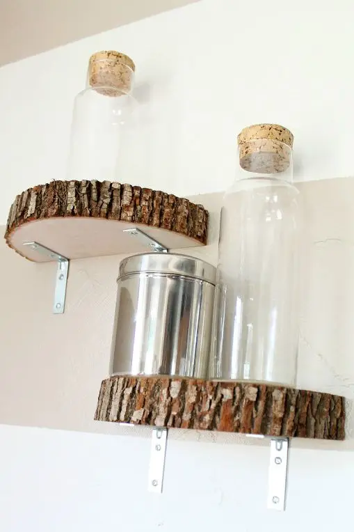 wood slab floating shelves