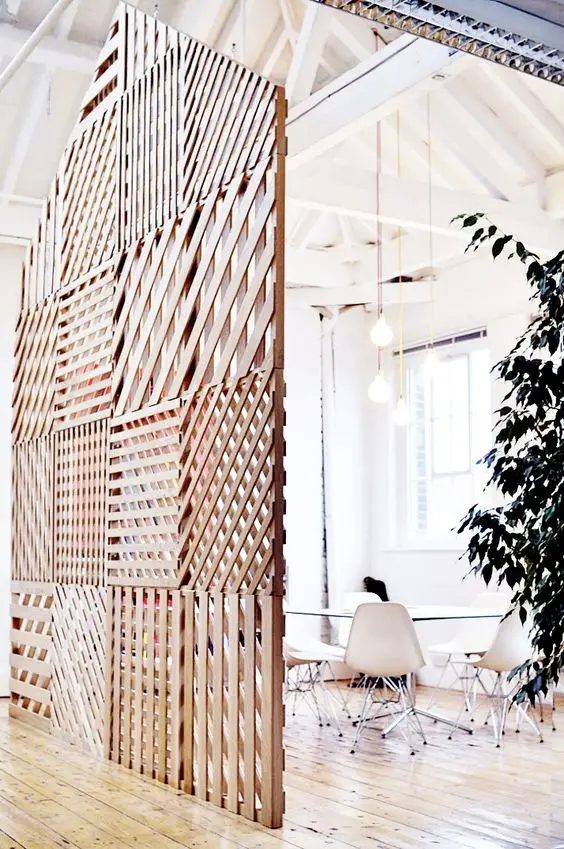 lattice wood room divider