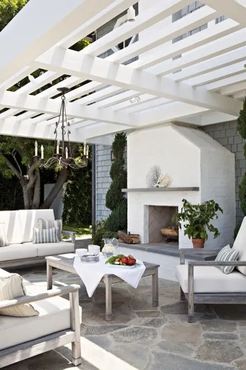 modern white pergola