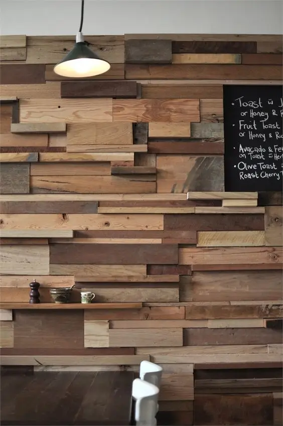 scrap wood wall feature
