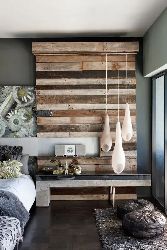 textured wood wall feature