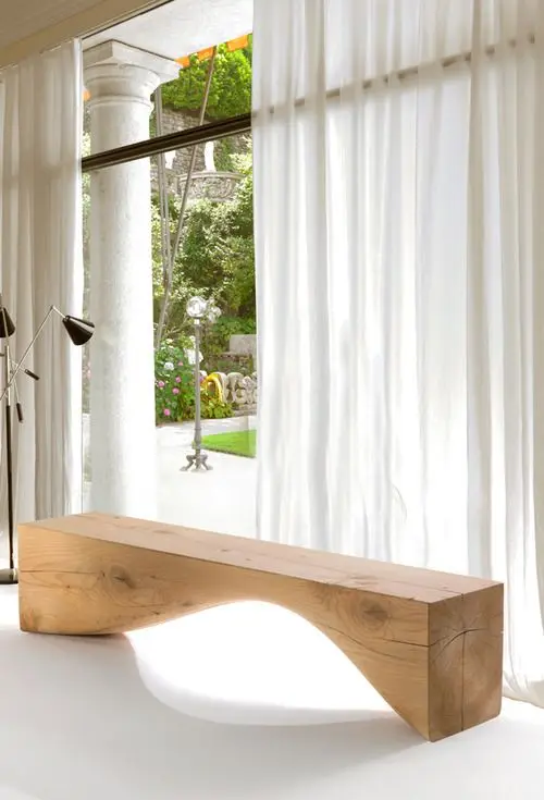 minimalist wooden bench