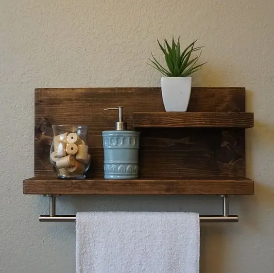 DIY bathroom wood shelf