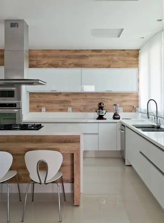 modern white and wood kitchen