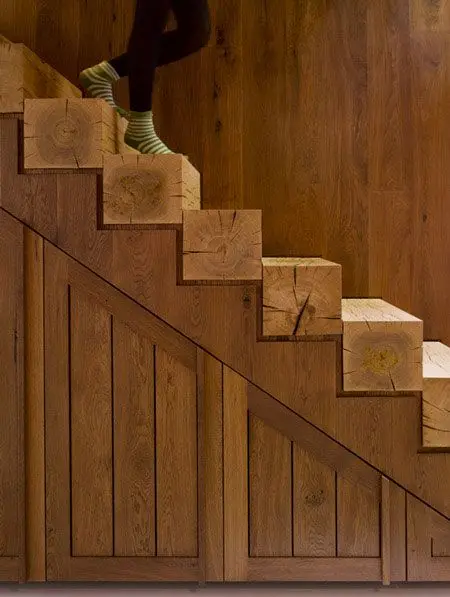 solid wood beam stairs