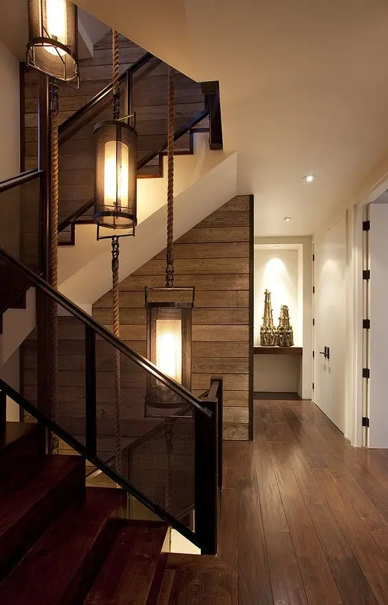 rustic staircase and walls