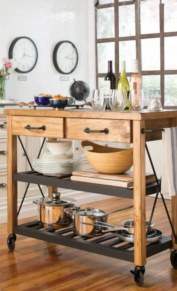 small kitchen island with wheels
