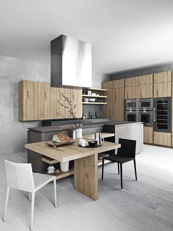 modern kitchen island with dining area