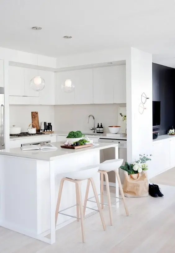 small and modern white kitchen