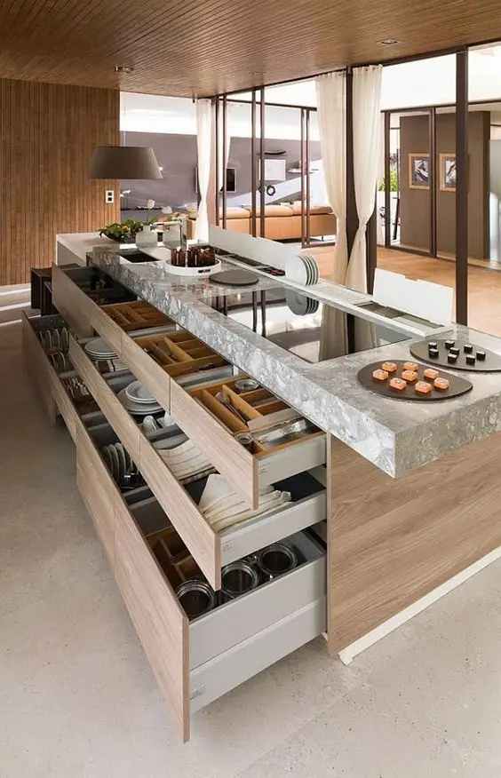 modern kitchen organiser drawers