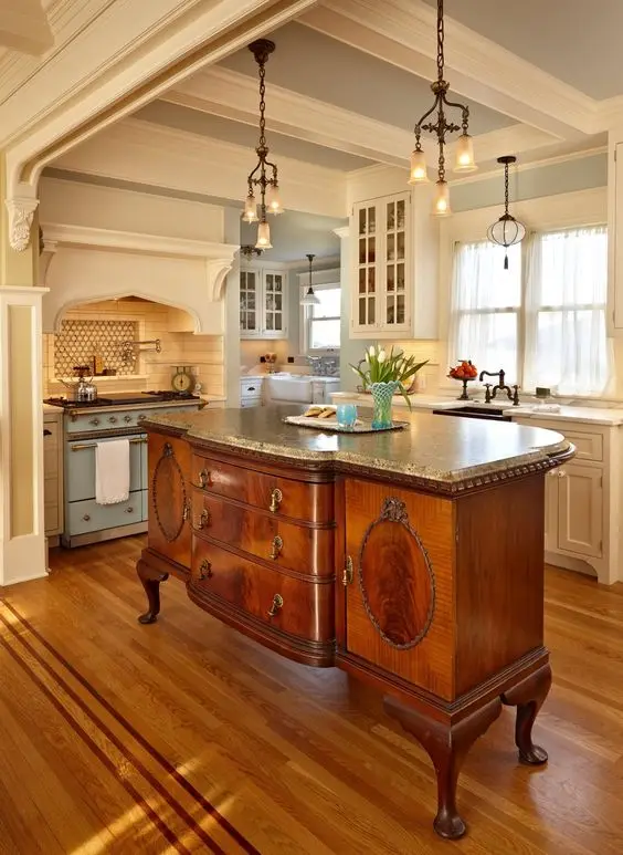 vintage sideboard turned kitchen island