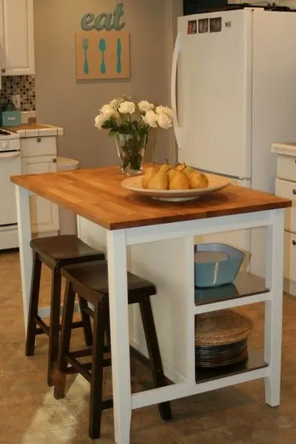 small and efficient kitchen island